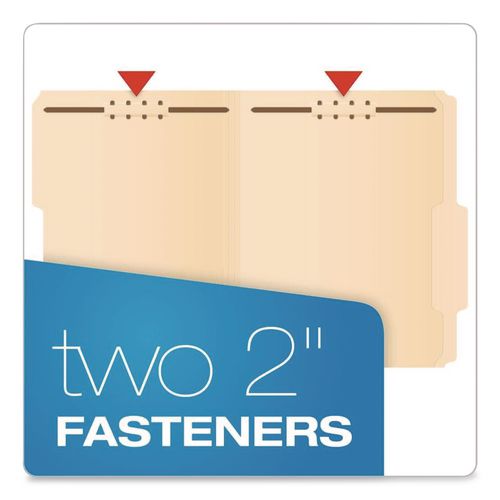 Image of Pendaflex® 24580 Manila Fastener Folders, 2/5-Cut Tab: Right of Center, Expands 0.75", 2 Fasteners, Letter Size, Manila, 50/Box
