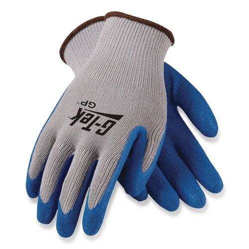 Image of G-Tek® 39-1310/S GP Latex-Coated Cotton/Polyester Gloves, EN388: 1111, Small, Gray/blue, 12 Pairs
