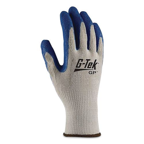 Image of G-Tek® 39-1310/S GP Latex-Coated Cotton/Polyester Gloves, EN388: 1111, Small, Gray/blue, 12 Pairs