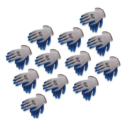 Image of G-Tek® 39-1310/S GP Latex-Coated Cotton/Polyester Gloves, EN388: 1111, Small, Gray/blue, 12 Pairs