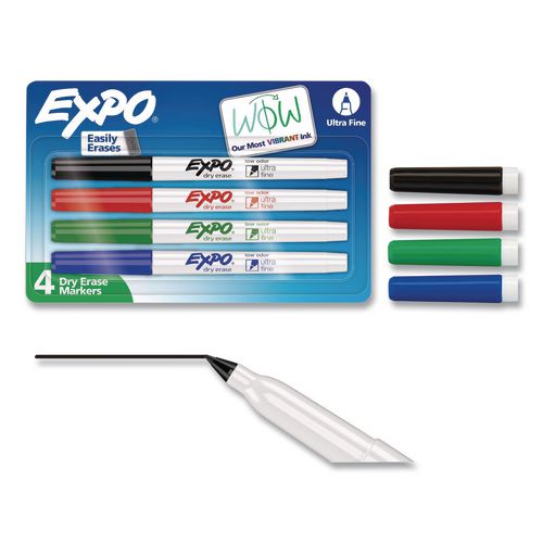 Image of EXPO® 1871133A Low-Odor Dry-Erase Marker, Extra-Fine Bullet Tip, Assorted Colors, 4/Pack