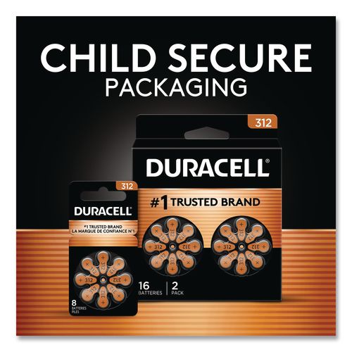 Image of Duracell® DA312B8ZM09 Hearing Aid Battery, #312, 8/pack