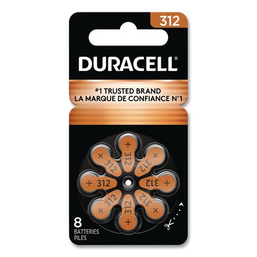 Image of Duracell® DA312B8ZM09 Hearing Aid Battery, #312, 8/pack