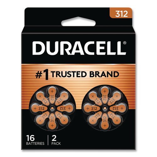 Image of Duracell® DA312B16 Hearing Aid Battery, #312, 16/pack