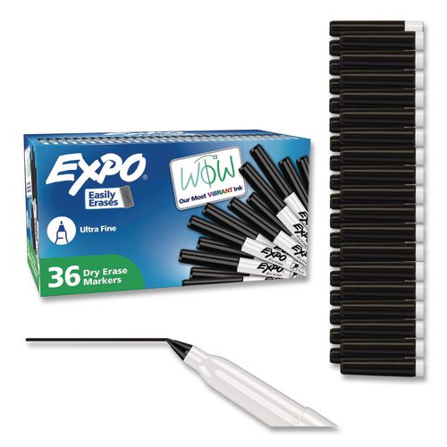 Image of EXPO® 2003894A Low-Odor Dry Erase Marker Office Value Pack, Extra-Fine Bullet Tip, Black, 36/Pack