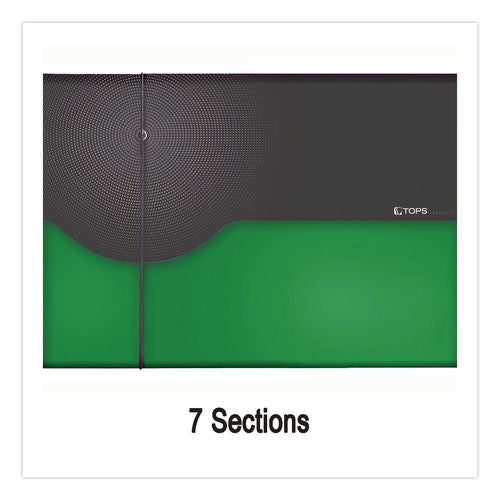Image of Pendaflex® 67440GRN Seven-Pocket Poly Expanding File, 1" Expansion, 7 Sections, Elastic Cord Closure, 1/6-Cut Tabs, Letter Size, Green