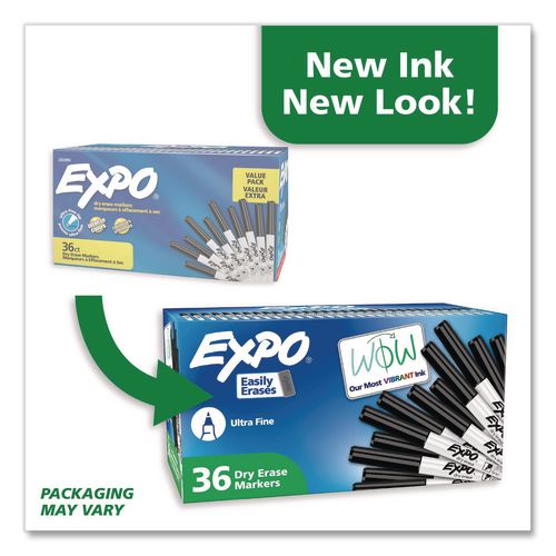 Image of EXPO® 2003894A Low-Odor Dry Erase Marker Office Value Pack, Extra-Fine Bullet Tip, Black, 36/Pack