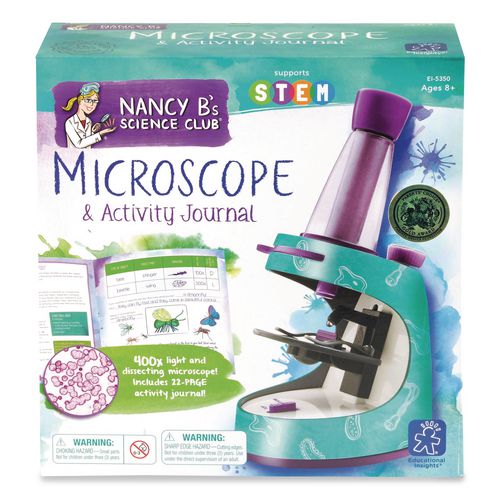 Image of Educational Insights® 5350 Nancy B's Science Club Microscope and Activity Journal, Ages 8 and Up, 30x to 400x Magnification, 8.7 x 9.2 x 4.3, Blue