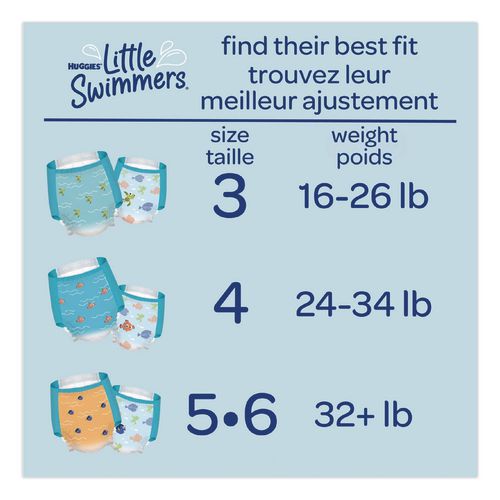Image of Huggies® 18342 Little Swimmers, Size 4, 24 lbs to 34 lbs, 11/Pack, 8 Packs/Carton