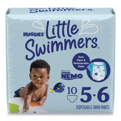 Image of Huggies® 18345 Little Swimmers, Size 5-6, 32 lbs and Up, 10/Pack, 8 Packs/Carton