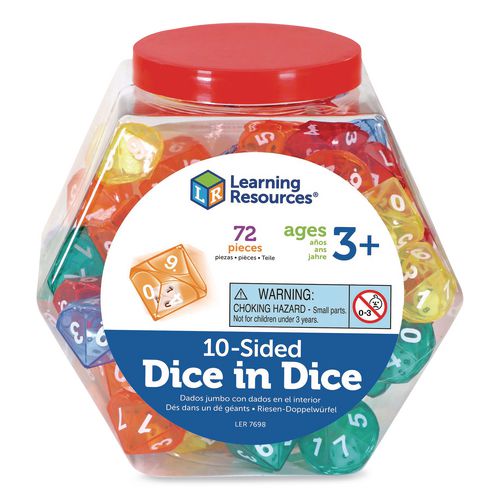 Image of Learning Resources® LER7698 10-Sided Double-Decahedra Dice in Dice, Ages 6 to 10, 72 Dice