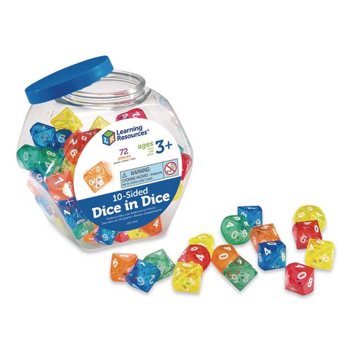 Image of Learning Resources® LER7698 10-Sided Double-Decahedra Dice in Dice, Ages 6 to 10, 72 Dice