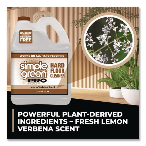 Image of Simple Green® 0510100405128 Pro Hard Floor Cleaner, Lemon Verbena, 1 gal Bottle, 4/Carton