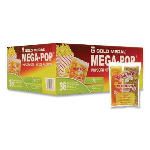 Image of Gold Medal GOM2836 Mega Pop Popcorn, Butter, 8 Oz Bag, 36 Bags/carton
