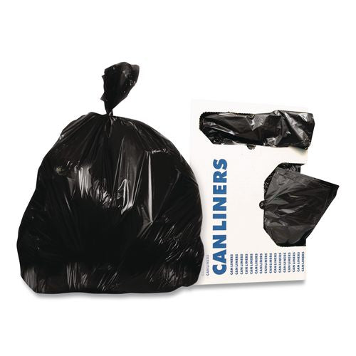 Image of Heritage H7658XK X04 Linear Low-Density Can Liners, 60 gal, 2.5 mil, 38" x 58", Black, Flat Pack, 50/Carton