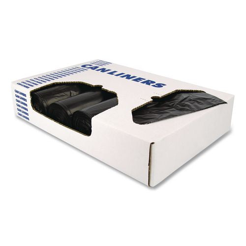 Image of Heritage Linear Low-Density Can Liners, 45 gal, 1.5 mil, 40" x 46", Black, Flat Pack, 125/Carton