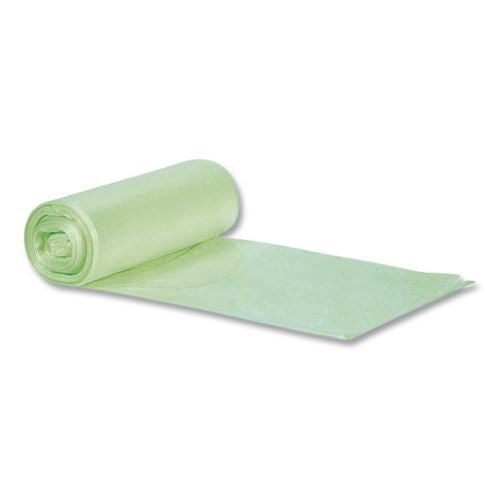 Image of Heritage Y7658TE R01 Biotuf Compostable Can Liners, 60 gal, 0.9 mil, 38" x 58", Green, 20 Bags/Roll, 5 Rolls/Carton