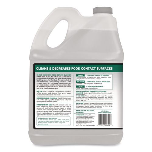 Image of Simple Green® 0610100401128 Pro Food Service Cleaner, 1 gal Bottle, 4/Carton