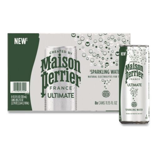 Image of Nestle® 12575220 Maison Perrier Sparkling Water, Plain, 11.15 oz, 8 Cans/Box