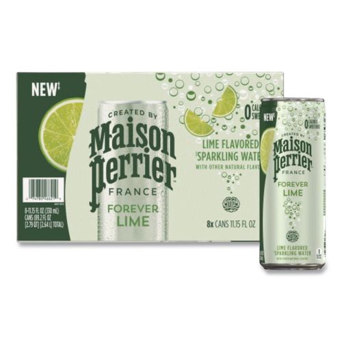 Image of Nestle® 12575240 Maison Perrier Sparkling Water,11.15 oz Can, Lime, 8 Cans/Box
