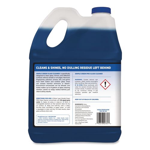 Image of Simple Green® 1110100401128 Pro Glass Cleaner, 1 gal Bottle, 4/Carton