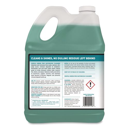 Image of Simple Green® 1710100451128 Pro Bathroom Cleaner, 1 gal Bottle, 4/Carton