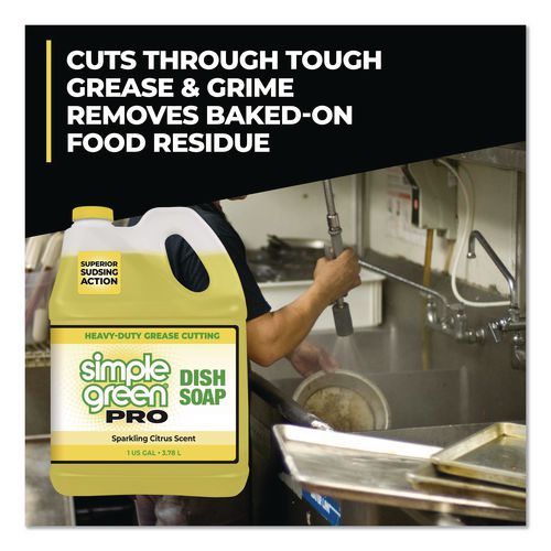 Image of Simple Green® 4110100401128 Pro Dish Soap, Sparkling Citrus Scent, 1 gal Bottle, 4/Carton
