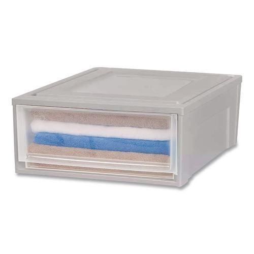 Image of IRIS 170441 Stackable Storage Drawer, 5.5 Gal, 15.7" X 19.7" X 6.5", Gray/translucent Frost