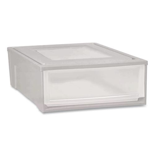 Image of IRIS 170473 Stackable Storage Drawer, 7.75 Gal, 15.75" X 19.62" X 9", Gray/translucent Frost