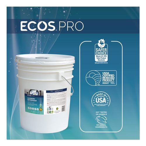 Image of ECOS® PRO PL9764/05 Laundry Detergent Liquid, Free and Clear, 5 gal Pail