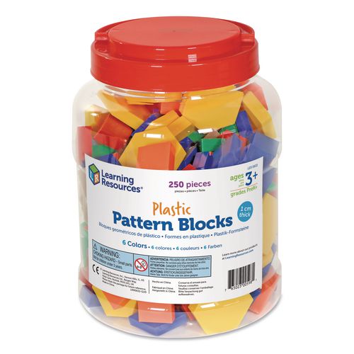 Image of Learning Resources® LER0632 Plastic Pattern Blocks, Grades Pre-K to 2, 250 Pieces