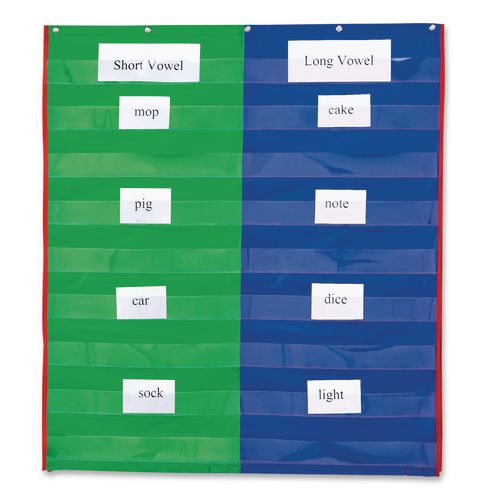 Image of Learning Resources® LER2382 Two- and Four-Column Double-Sided Pocket Chart, 9 Pockets/Chart, 30 x 38, Blue/Green/Red/Yellow