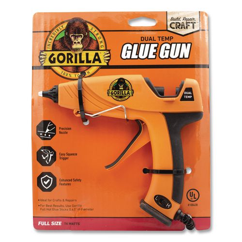 Image of Gorilla® 100424 Dual Temp Hot Glue Gun, Orange/Black