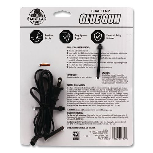 Image of Gorilla® 100424 Dual Temp Hot Glue Gun, Orange/Black