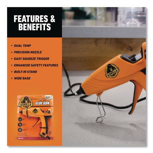 Image of Gorilla® 100424 Dual Temp Hot Glue Gun, Orange/Black