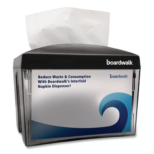 Image of Boardwalk® BWK1503 Interfold Napkin Dispenser, 7.9 x 5.6 x 7.9, Black