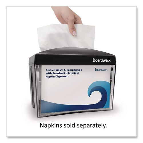 Image of Boardwalk® BWK1503 Interfold Napkin Dispenser, 7.9 x 5.6 x 7.9, Black