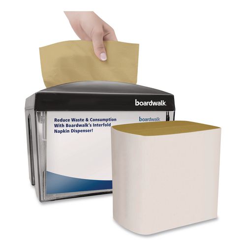 Image of Boardwalk® BWK6000INTK Interfold Napkins, 1-Ply, 8.8 x 6.3, Kraft, 500/Pack, 12 Packs/Carton