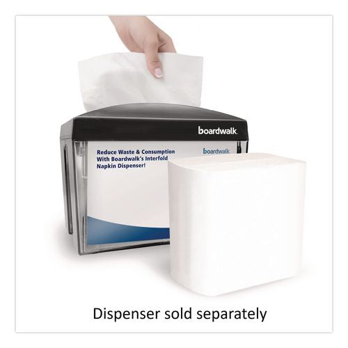 Image of Boardwalk® BWK6000INTW Interfold Napkins, 1-Ply, 8.8 x 6.3, White, 500/Pack, 12 Packs/Carton
