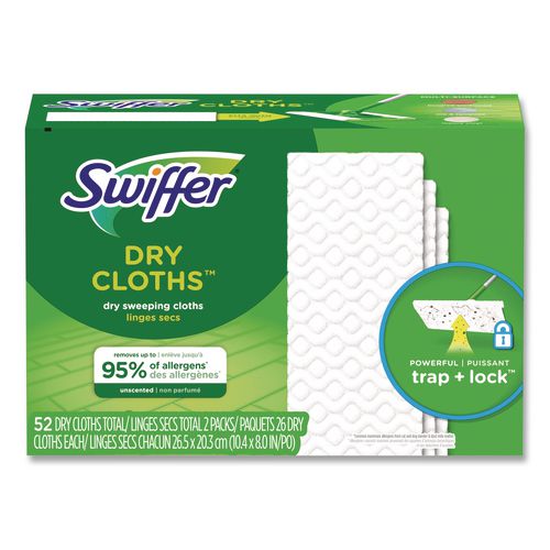 Image of Swiffer® 81216 Dry Refill Cloths, 10.4 x 8, White, 52/Box, 3 Boxes/Carton