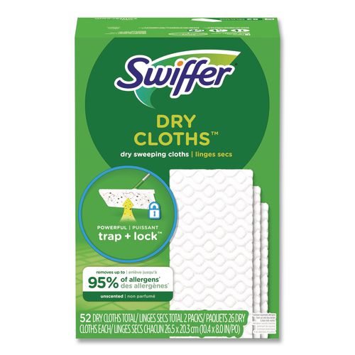Image of Swiffer® 81216 Dry Refill Cloths, 10.4 x 8, White, 52/Box, 3 Boxes/Carton