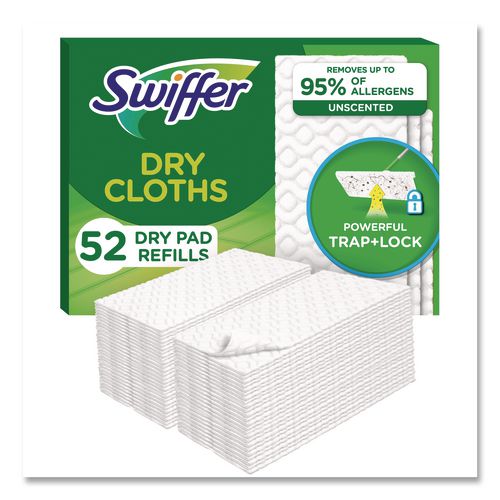 Image of Swiffer® 81216 Dry Refill Cloths, 10.4 x 8, White, 52/Box, 3 Boxes/Carton