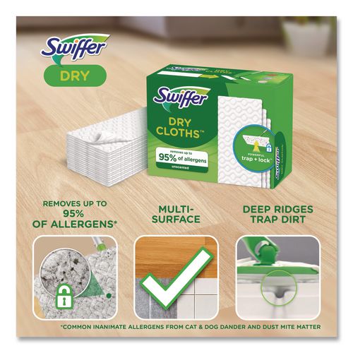 Image of Swiffer® 81216 Dry Refill Cloths, 10.4 x 8, White, 52/Box, 3 Boxes/Carton