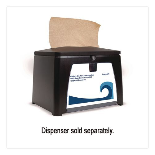Image of Boardwalk® BWK6000INTK Interfold Napkins, 1-Ply, 8.8 x 6.3, Kraft, 500/Pack, 12 Packs/Carton