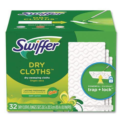 Image of Swiffer® 80374620 Dry Refill Cloths. 8 x 10.4, White, 32 Box, 4 Boxes/Carton