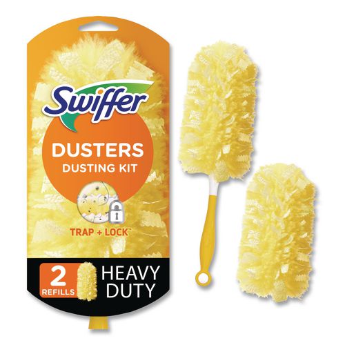 Image of Swiffer® PGC08109 Heavy Duty Dusters Starter Kit, 6" Handle With Two Disposable Dusters, 4 Kits/carton