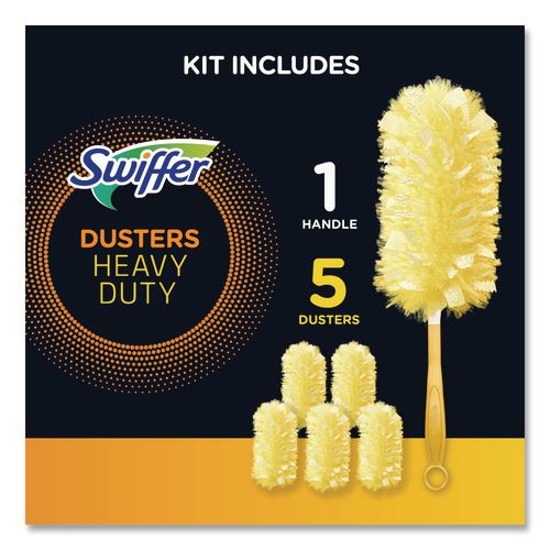 Image of Swiffer® PGC08109 Heavy Duty Dusters Starter Kit, 6" Handle With Two Disposable Dusters, 4 Kits/carton