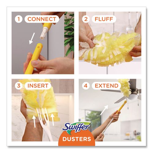 Image of Swiffer® PGC08109 Heavy Duty Dusters Starter Kit, 6" Handle With Two Disposable Dusters, 4 Kits/carton