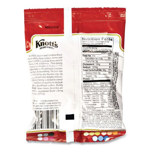 Image of Knott's Berry Farm® BIS59636 Premium Berry Jam Shortbread Cookies, Raspberry, 2 Oz Pack, 36/carton