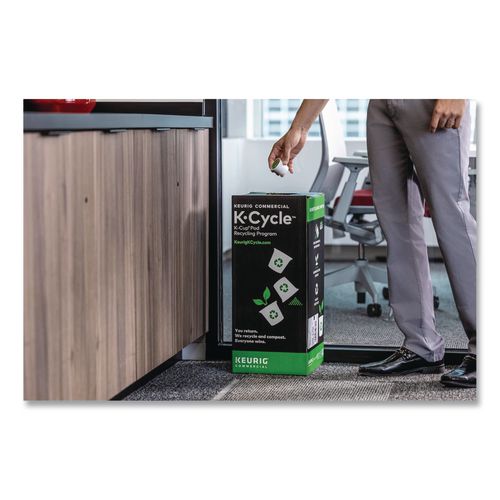 Image of KeurigÂ® K-Cycle Cardboard Indoor Recycling Bin, Large, Cardboard, Black/Green/White, 5/Pack
